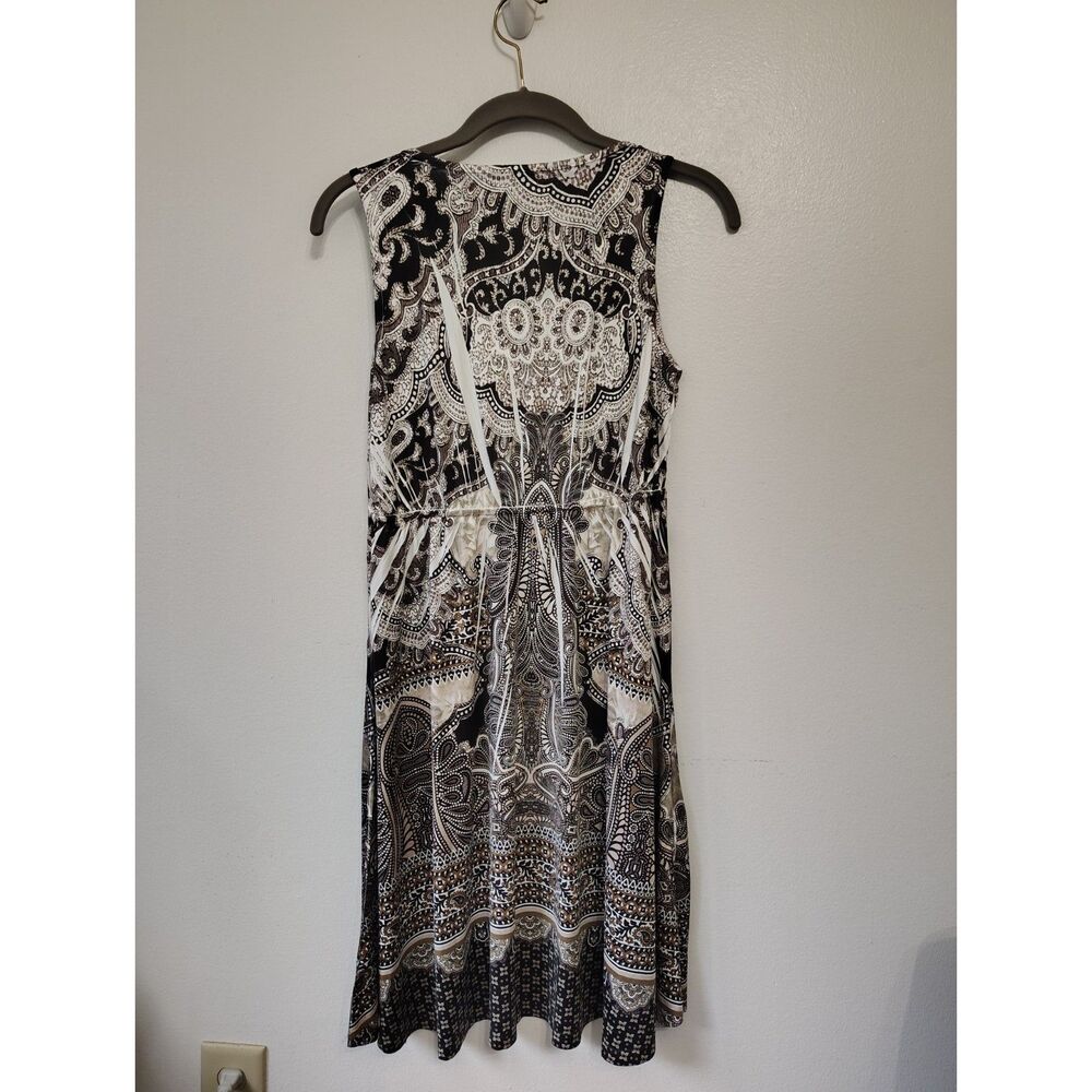 NEW World Unity XS Paisley Boho Midi Dress Studded Rhinestone Sleeveless Stretch - Picture 5 of 7